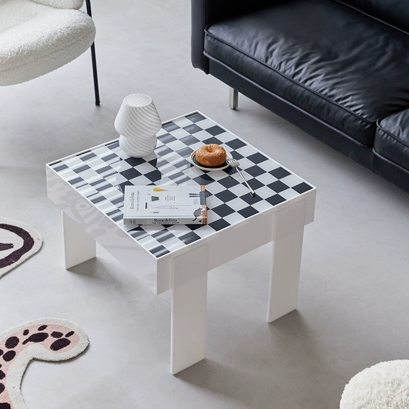 Schwarz und weiß schachbrett kaffee tisch acryl sofa ecke ins Internet celebrity stil platz kleine tisch 