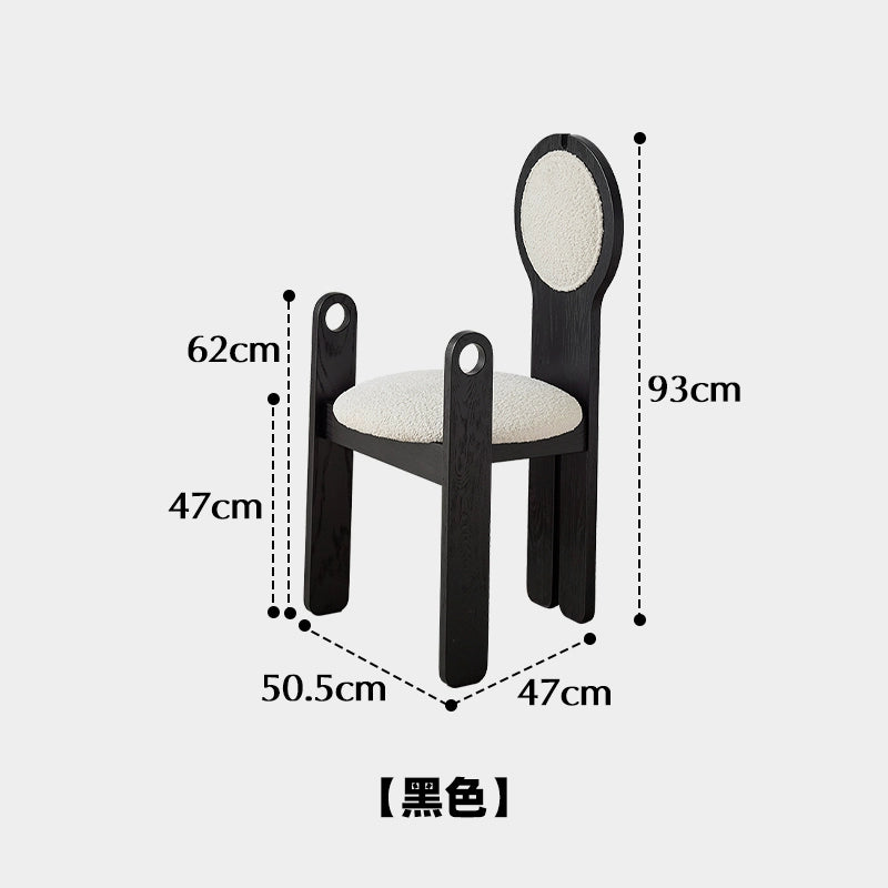 Französischer mittelalterlicher Esszimmerstuhl, Lammwolle, weicher Stuhl, Ankleidestuhl, Stuhl mit Rückenlehne aus massivem Holz, leichter Luxus, hohes Gefühl 