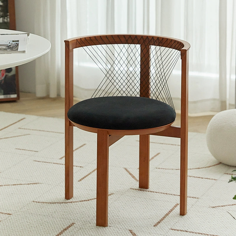 Harfenstuhl, dänischer Designer, mittelalterlicher Esszimmerstuhl, Massivholz, weiche Tasche, Wabi-Wind, Armlehne, Hocker, Rückenlehne 