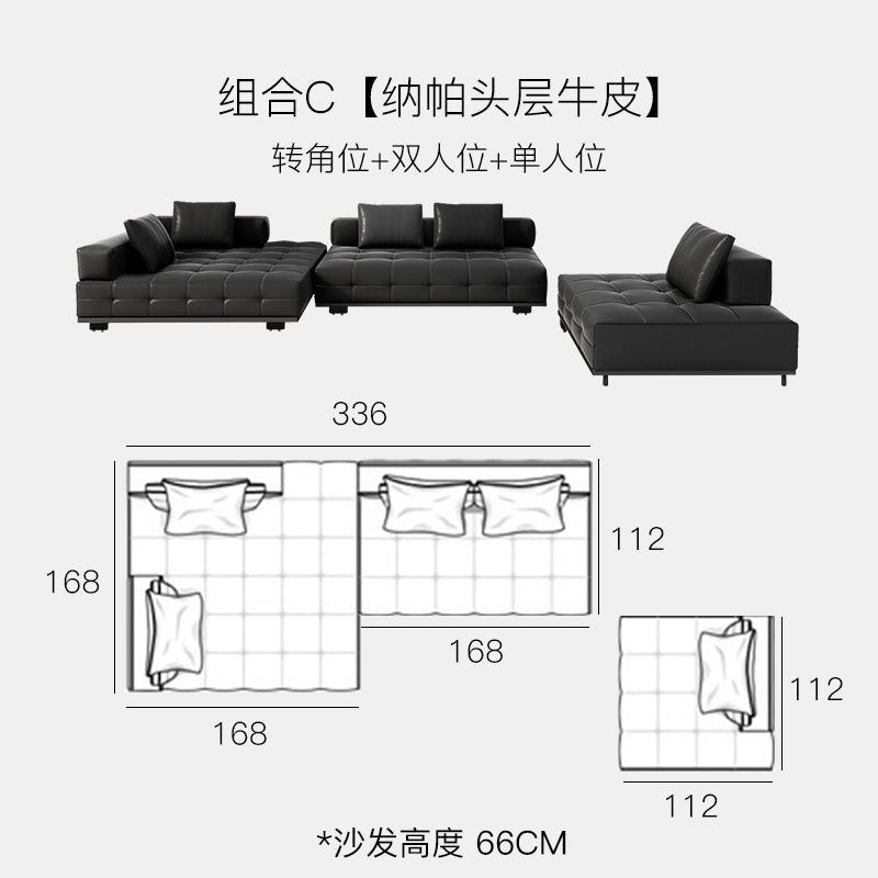 Home Furnishing Italian Minimalist Lawrence First Floor Cowhide Sofa Villa Large Flat Floor Large Apartment Designer Combination