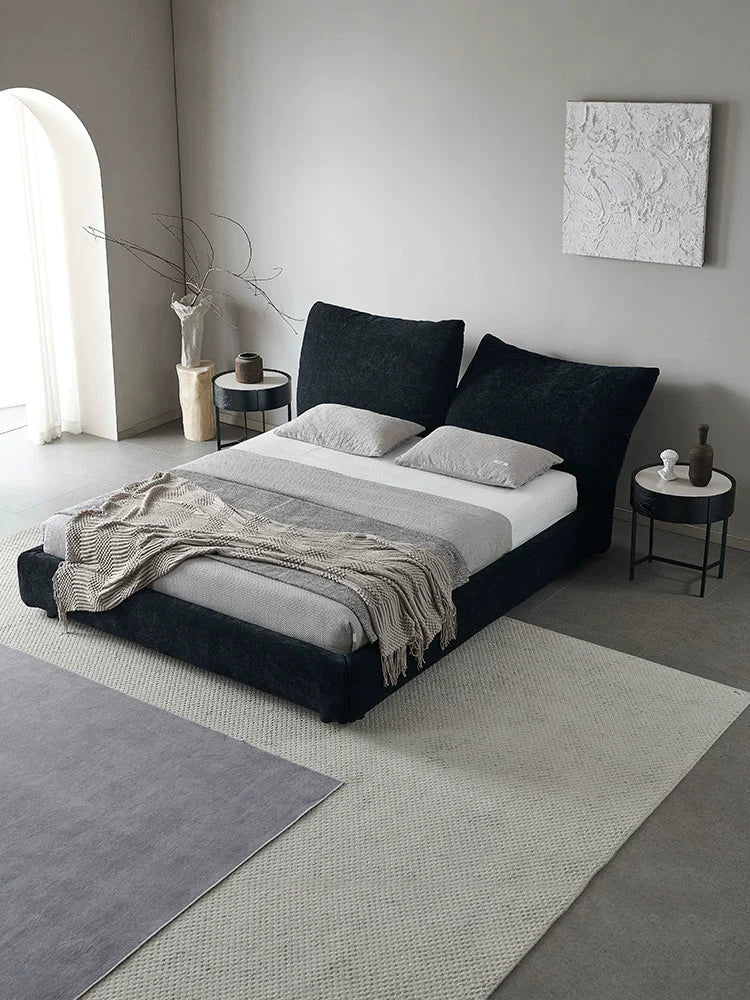 Petal Bed Italian Minimalist Fabric Bed Internet Celebrity Master Bedroom Double Bed High-end Chenille Velvet Multifunctional Soft Bag Bedside