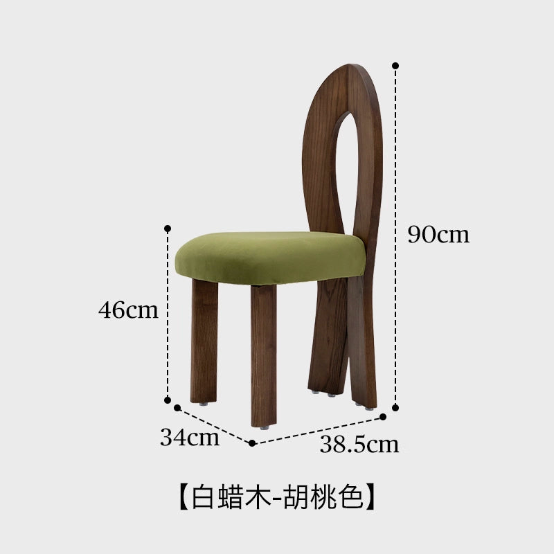 Mittelalterlicher Esszimmerstuhl, Designer-Meerjungfrauenstuhl aus Massivholz, Vintage-Wabi-Sabi-Wind, nordischer Ankleidestuhl 