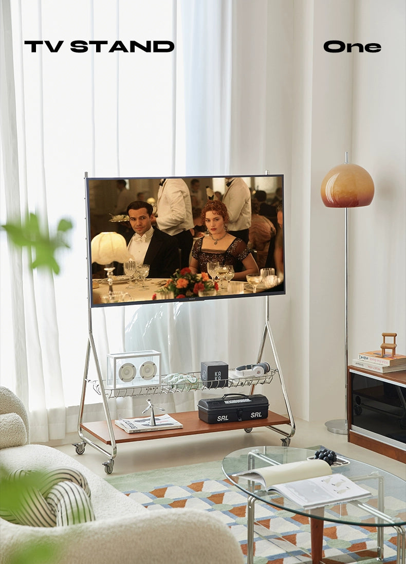 Retro-Designer-TV-Ständer, abnehmbarer nordischer Boden-TV-Ständer, kleine Wohnung mit Strom 