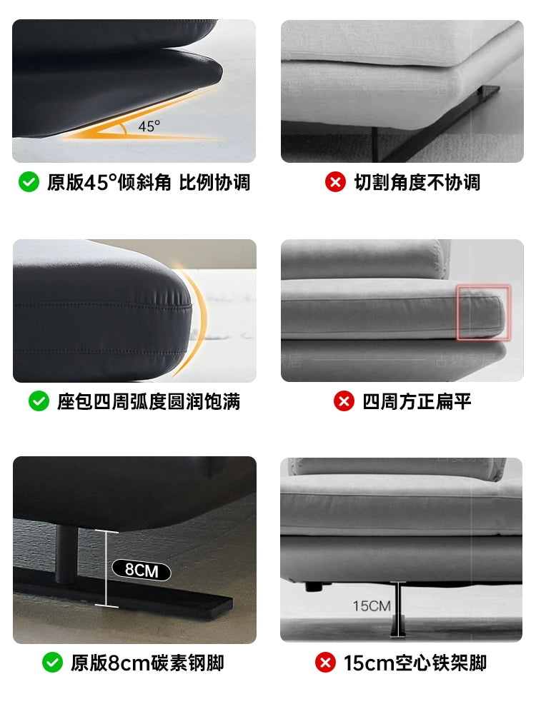 Prado Sofa Designer Small Apartment Living Room Leather Sofa Straight Row Double-sided Sofa