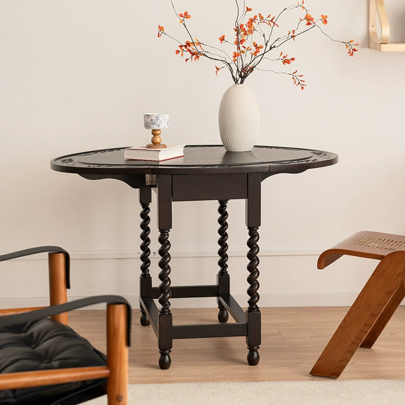 Klappbarer Esstisch Französischer mittelalterlicher Designer Massivholztisch Wohnzimmer Home Balkon Kaffee runder Tisch 