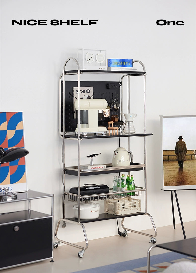 Mittelalterliches abnehmbares Regal, Lochbrett-Aufbewahrungsständer, kleiner Wohnungskaffeebar-Computertisch 