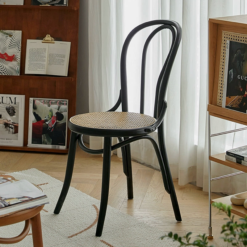 Sonnet Stuhl Nr. 18 Nordic Massivholz Rattan Esszimmerstuhl Home Retro Homestay Cafe Rückenlehne Stuhl 