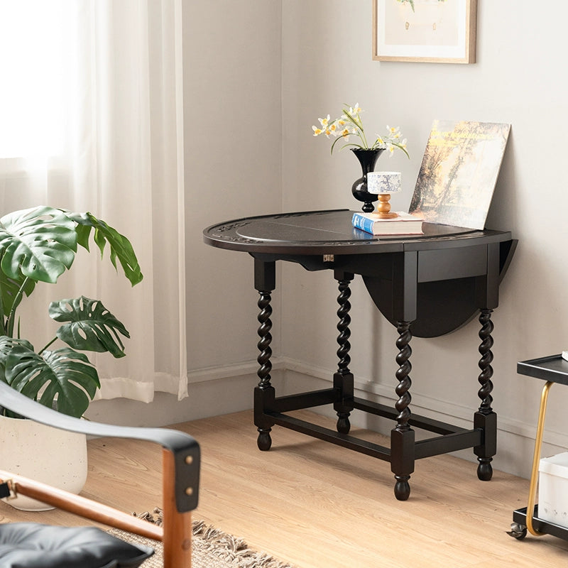 Klappbarer Esstisch Französischer mittelalterlicher Designer Massivholztisch Wohnzimmer Home Balkon Kaffee runder Tisch 