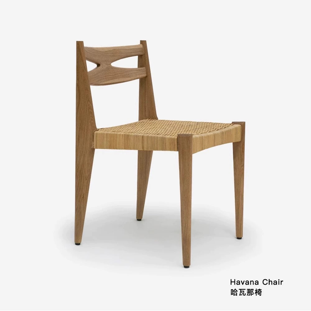 Massivholz Rattan Esszimmerstuhl Mittelalterlicher Wabi-Sabi Stuhl Designer Mittelalterliche Rückenlehne Freizeitstuhl High Sense 