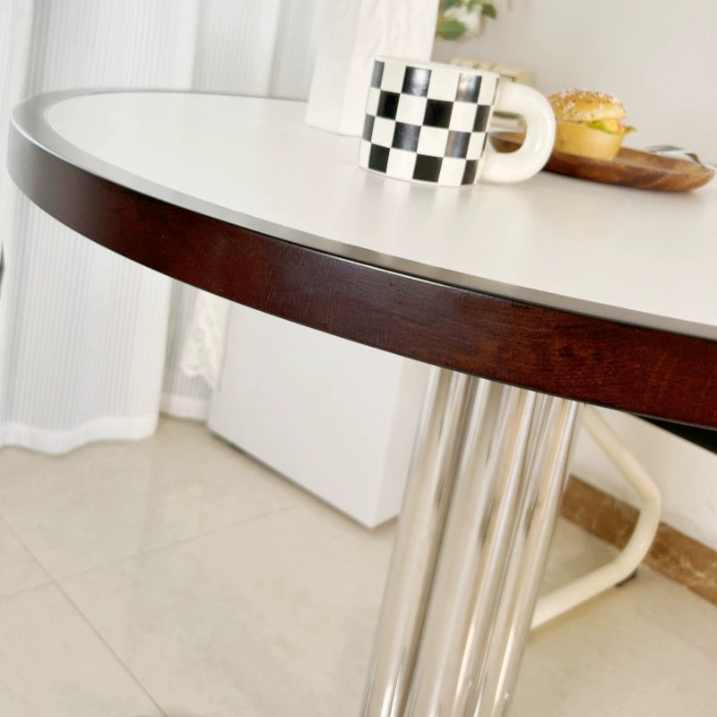 Mittelalterlicher Esstisch aus Massivholz, Ins PopularMinimalist Ins Style, runder Tisch, nordischer Esstisch aus Steinplatte, Kreativität 