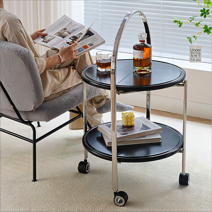 Klappbarer Couchtisch, beweglicher mittelalterlicher Sofa-Seitentisch, paar Massivholzwagen, kleine Wohnung, Nachttisch-Rack 