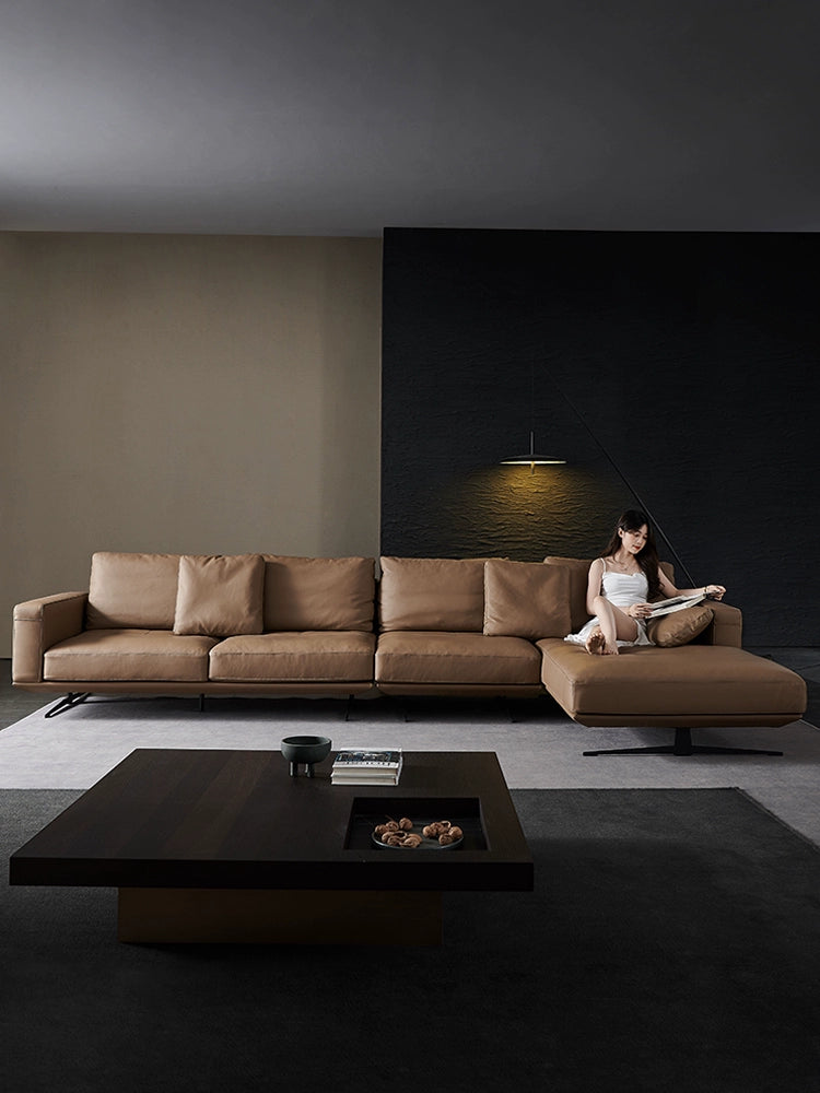 Home Furnishing Italian Minimalist Designer First-layer Cowhide Sofa Large Apartment Living Room Large Sitting Deep Concubine Combination