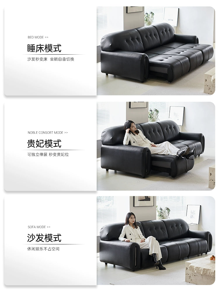 Brown Sugar Cloud Electric Sofa Italian Minimalist Living Room Top Leather Zero Wall Retractable Electric Sofa Bed