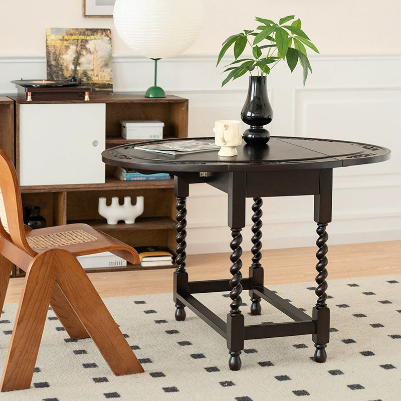 Klappbarer Esstisch Französischer mittelalterlicher Designer Massivholztisch Wohnzimmer Home Balkon Kaffee runder Tisch 