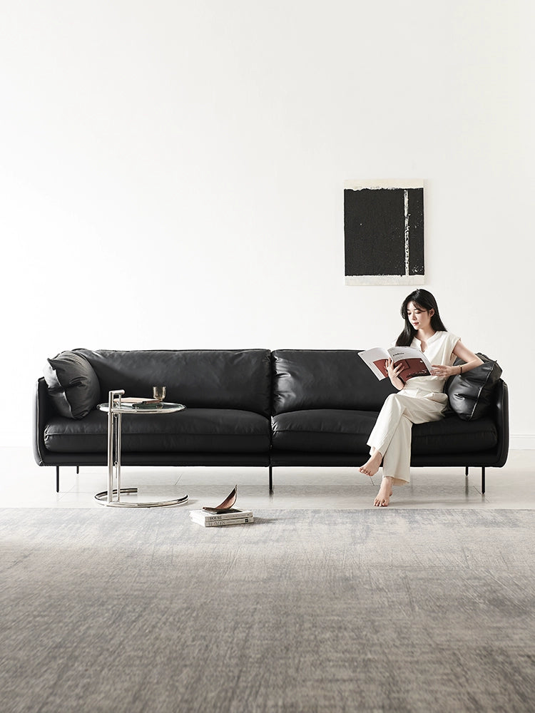 Nordic HUG Hug Sofa Waterproof and Anti-fouling Simple Medieval Straight Row Leather Small Apartment Living Room Three-person Sofa