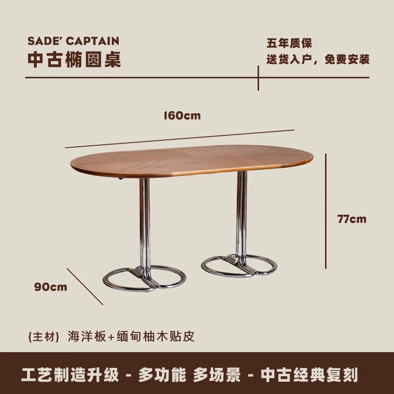 Französischer mittelalterlicher Esstisch aus Massivholz für den Haushalt, kleiner Wohnungstisch, Designer-Ins-Retro-Rundtisch, Kreativität 