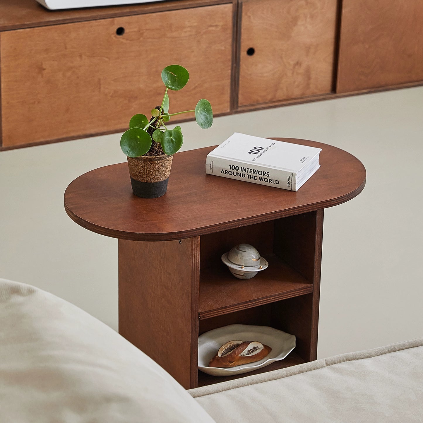 Massivholz kleiner Seitenschrank Retro Sofa Beistelltisch Ozeanbrett kleine Wohnung Couchtisch Haushaltsaufbewahrung Nachttisch