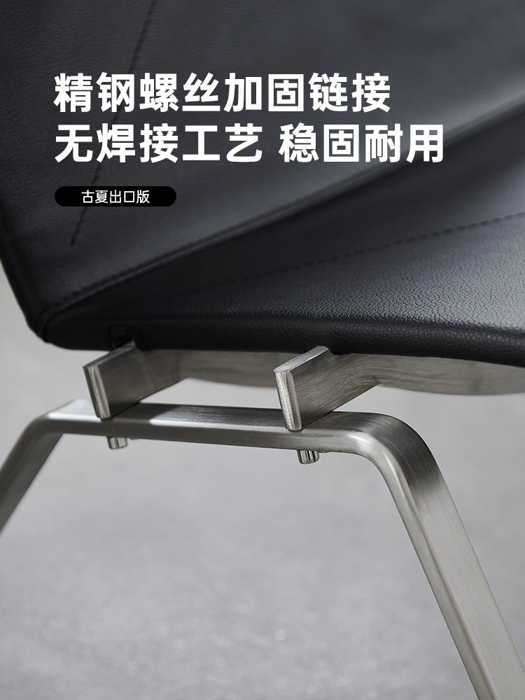PK22 Leisure Chair Bauhaus Stainless Steel Leather Minimalist Single Chair Designer Single Chair Medieval Living Room Sofa Chair