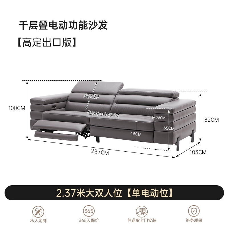 Italian Light Luxury Melaleuca Multi-functional Sofa First Class Zero Wall Villa Living Room High-end Leather Electric Sofa