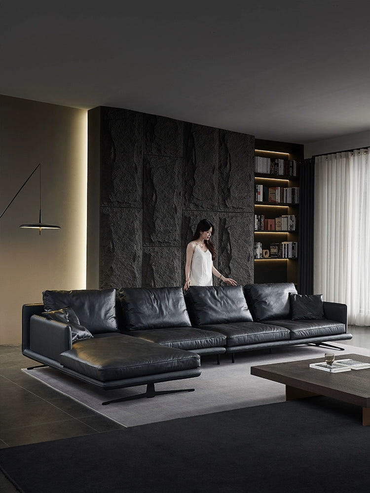 Italian Light Luxury Minimalist Designer Leather Sofa Large Apartment Living Room Home Large Sitting Deep Combination Concubine 2022