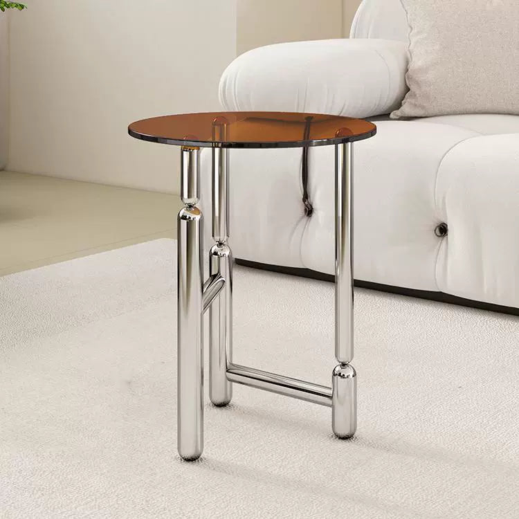 Glas sofa rand mehrere Ins Popularins stil designer kleine kaffee tisch edelstahl kaffee shop kleine runde tisch 