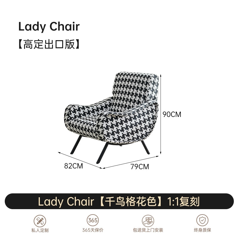 Lady Chair Armrest Back Chair Modern Designer Fabric Sofa Chair Living Room Balcony Light Luxury Negotiation Single Chair