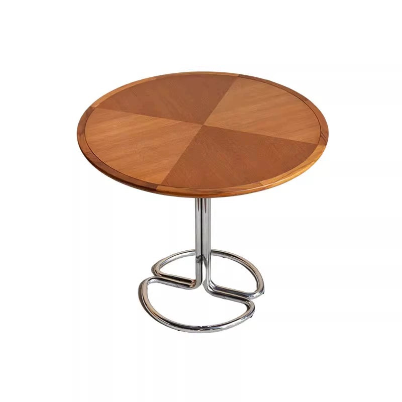 Französischer mittelalterlicher Esstisch aus Massivholz für den Haushalt, kleiner Wohnungstisch, Designer-Ins-Retro-Rundtisch, Kreativität 