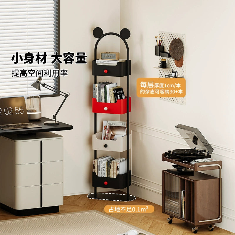 Bodenhohes Bücherregal Wohnzimmer Zuhause Mehrschichtiges Schmiedeeisenregal an der Wand Kreativer Kinder-Eckschrank 