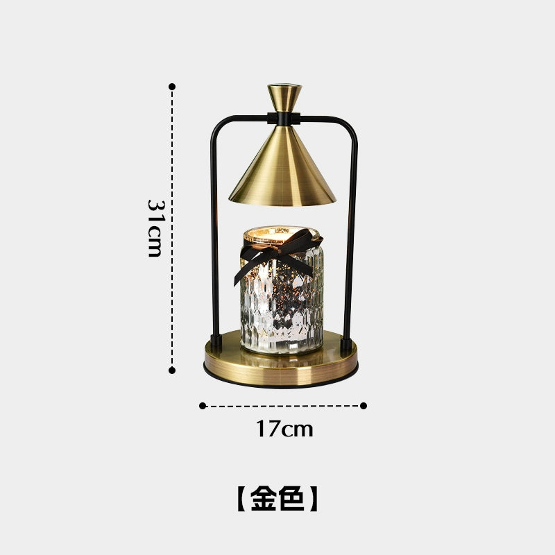 Aromatherapie-Wachsschmelzlampe, dänische mittelalterliche Nachttischlampe, luxuriöses Innenornament, Schlafzimmer, warme Atmosphäre 