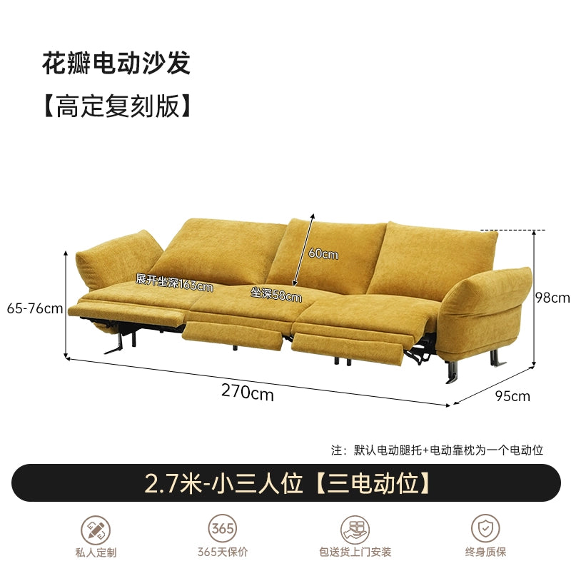 Electric Petal Sofa Minimalist Light Luxury Large and Small Apartment Living Room Straight Row Chenille Fabric First Class Functional Sofa