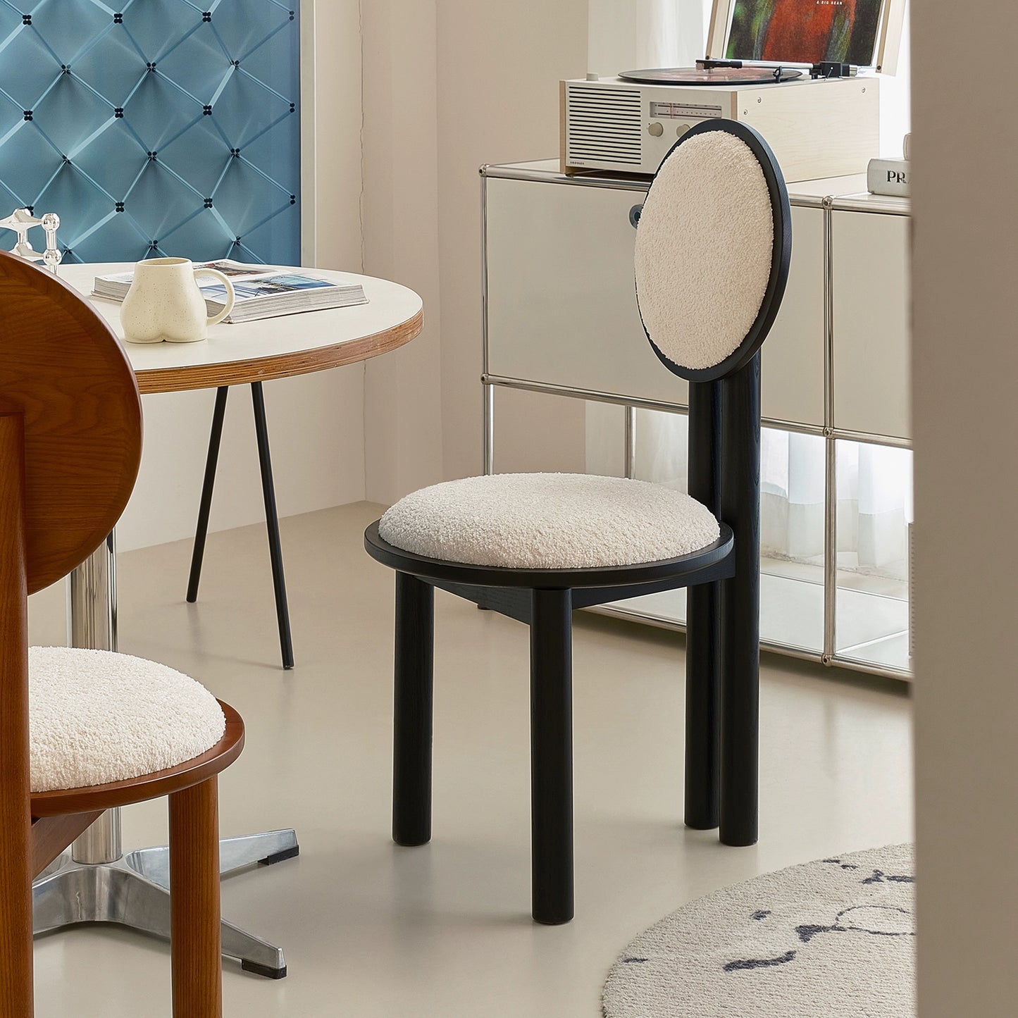 Ohrringstuhl Französischer Retro-Esszimmerstuhl aus massivem Holz, Designer-Künstlerstuhl, Home Soft Bag Dressing Hocker 