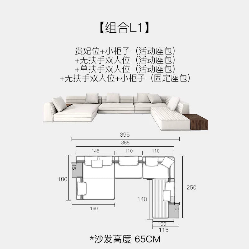 Italian Minimalist Designer Suspended Fabric Leather Villa Large Flat-floor Apartment ROGER Roger Sofa 2022