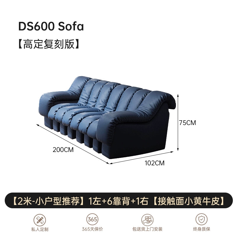 Italian Light Luxury Leather Snake Sofa DS600 Curved Sofa Villa Large Flat Layer Designer Module Combination