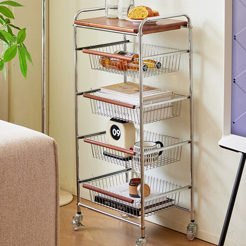 Lagerwagen im mittelalterlichen Stil, Schmiedeeisen-Bodenregal, Wohnzimmer, Haushalt, mehrschichtiges Snack-Gemüseregal 