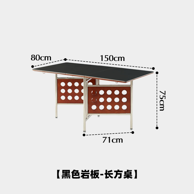 Klappbarer Esstisch aus Steinplatte, kleiner ausziehbarer Tisch für den Haushalt, nordischer mittelalterlicher Esstisch, leichter Luxus, einfach 