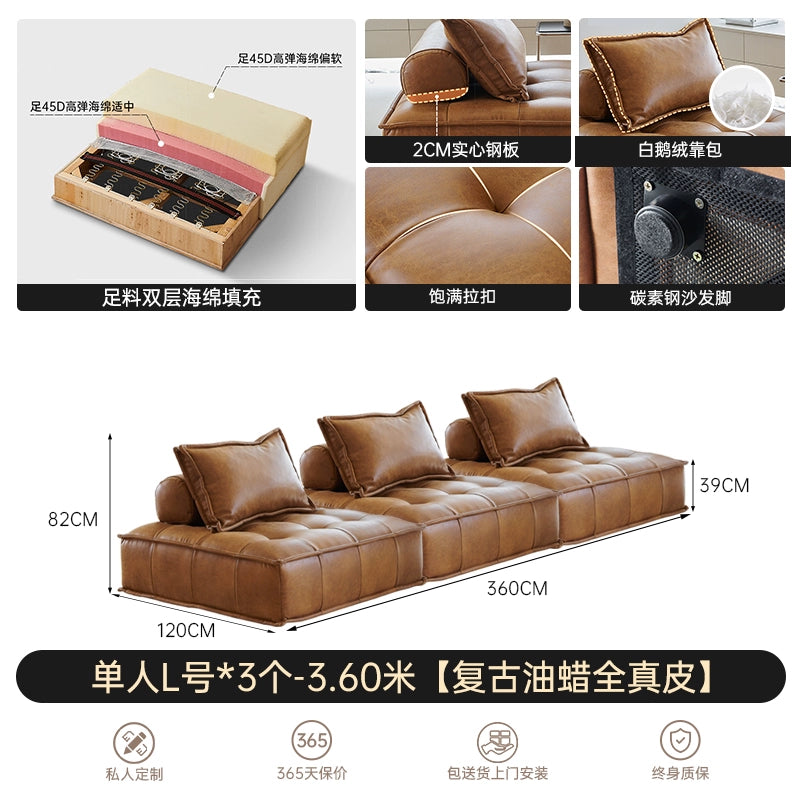 Nordic Single Creative Piedmont Sofa Expression Minimalist Living Room Leather Tofu Square Sofa Combination