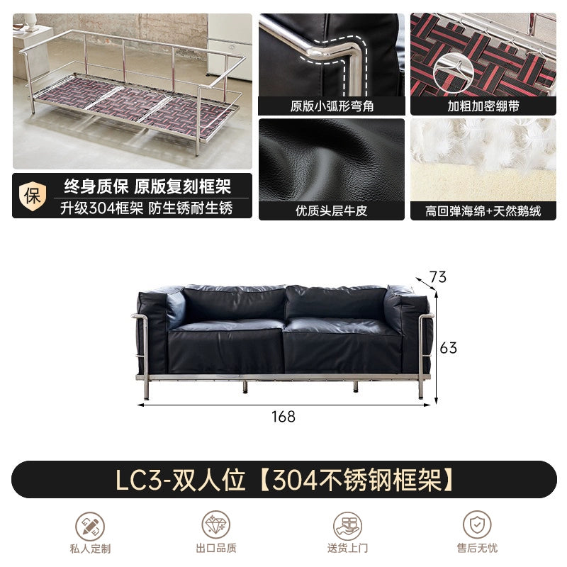 LC3 Sofa Medieval Bauhaus Living Room Straight Row Three Designer Corbusier Sofa