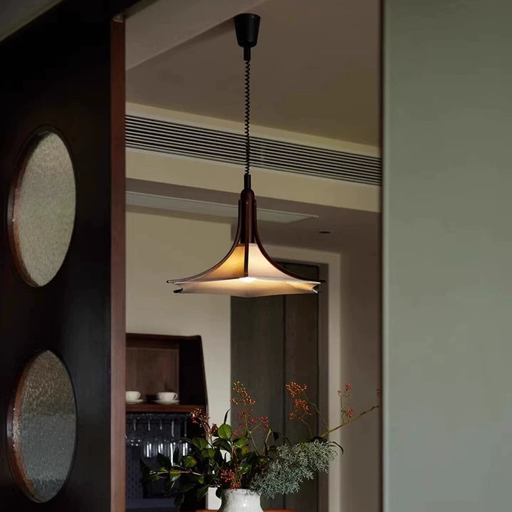 Mittelalterlicher Restaurant-Kronleuchter Wabi Sandy Wind Massivholz Stoff Bar Licht Kreatives fortschrittliches Design Atmosphäre Licht