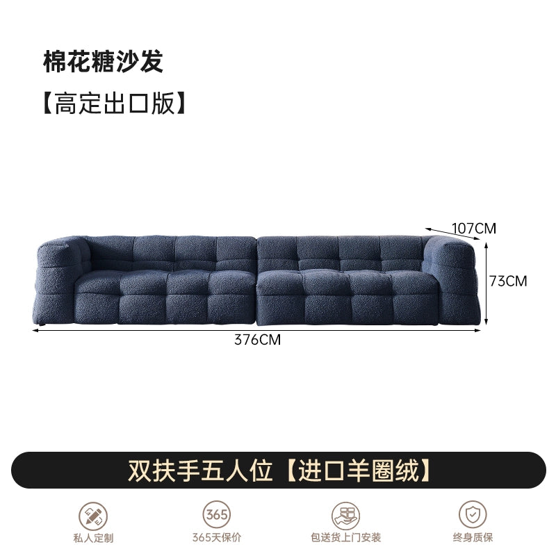 French Retro Cream Style BOBA Sofa Lamb Wool Internet Celebrity Surprise Dead Fabric Small Apartment Living Room Straight Row Marshmallow