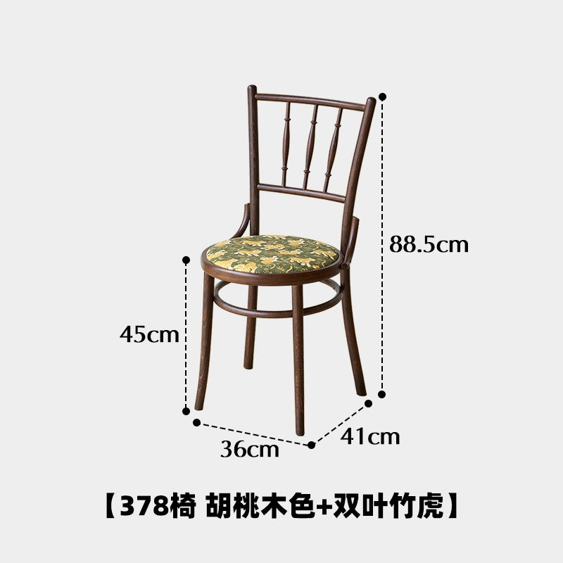 Mittelalterlicher Esszimmerstuhl aus Massivholz, bestickter Stuhl mit weicher Tasche, französischer Retro-Esszimmerstuhl für Cafés, Stuhl mit nordischer Rückenlehne 