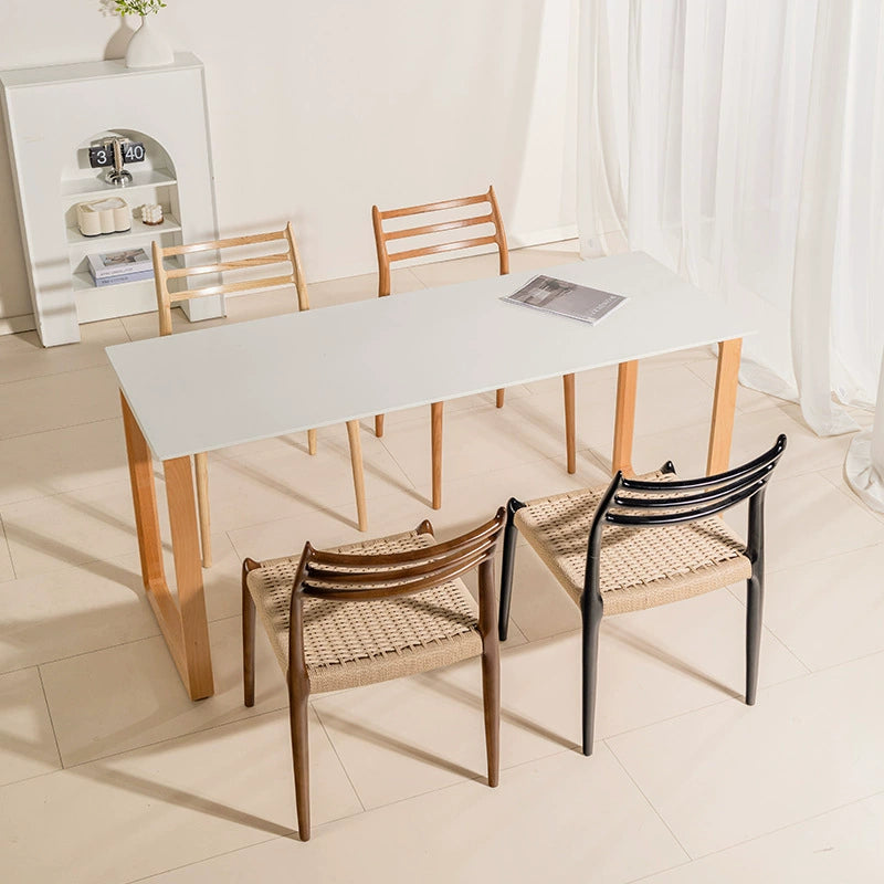 Esszimmerstuhl aus geflochtenem Seil aus massivem Holz, beliebt, mittelalterlich, Arbeitsstuhl, einfacher Designer-Hocker mit Rückenlehne für Zuhause 