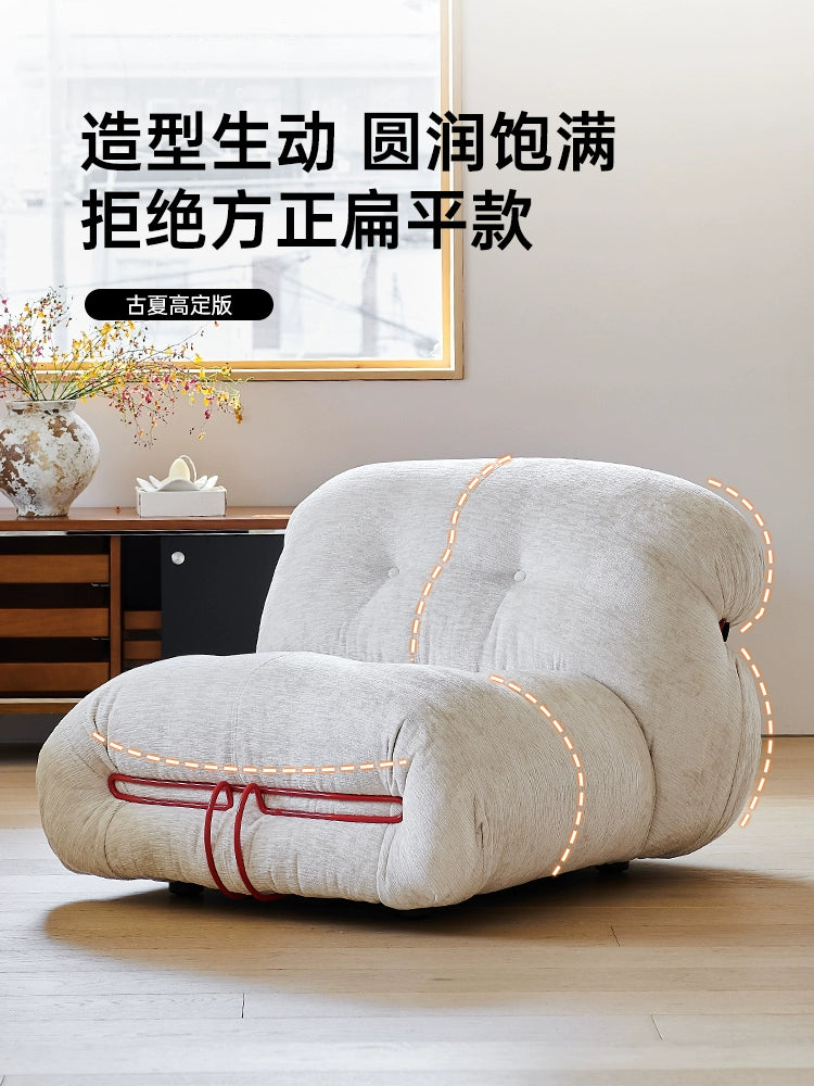 Medieval Designer Soriana Hippo Steel Tooth Sofa Small Apartment Retro Wabi Sandy Wind Lamb Wool Three-person Sofa
