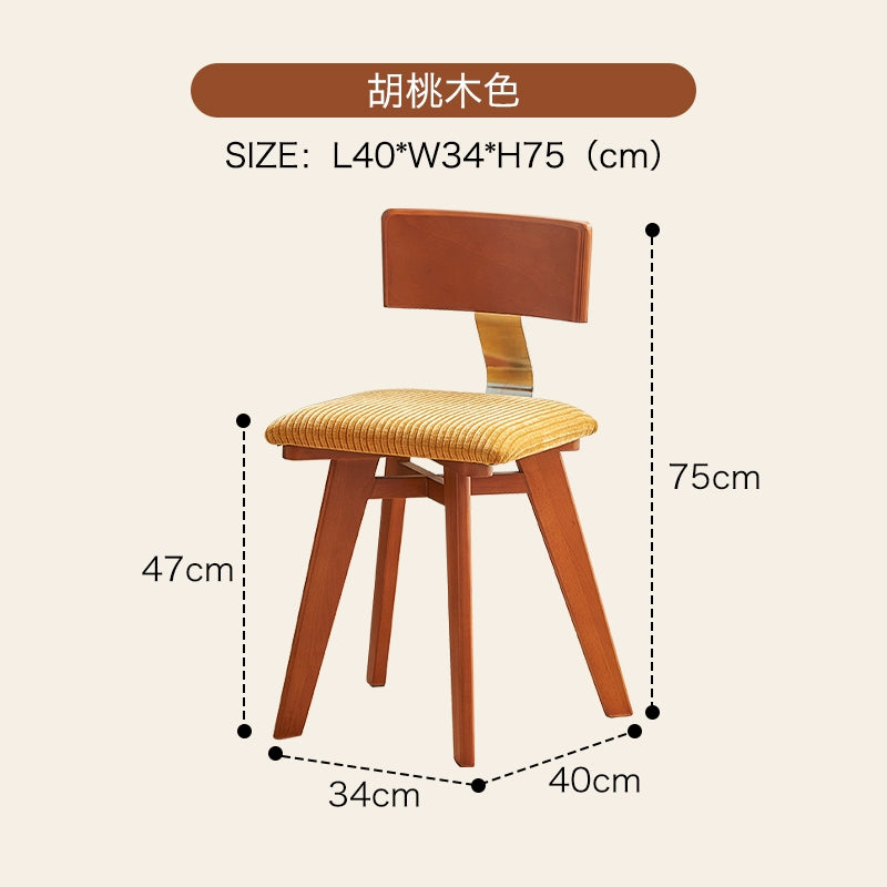 Mittelalterlicher Esszimmerstuhl Nordischer Stuhl mit Rückenlehne aus Massivholz Wabi-Sabi Designer Premium Französischer Freizeitstuhl 