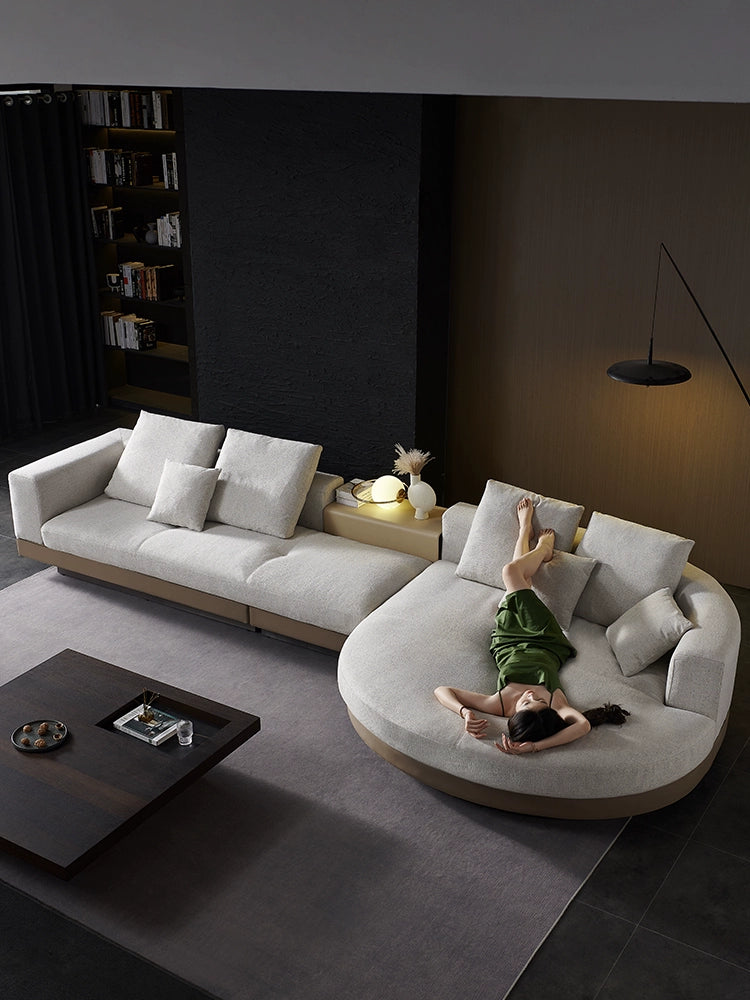 Italian Light Luxury Minimalist Connery Connery Cotton and Linen Fabric Sofa Combination Corner Arc Villa Large Flat Floor