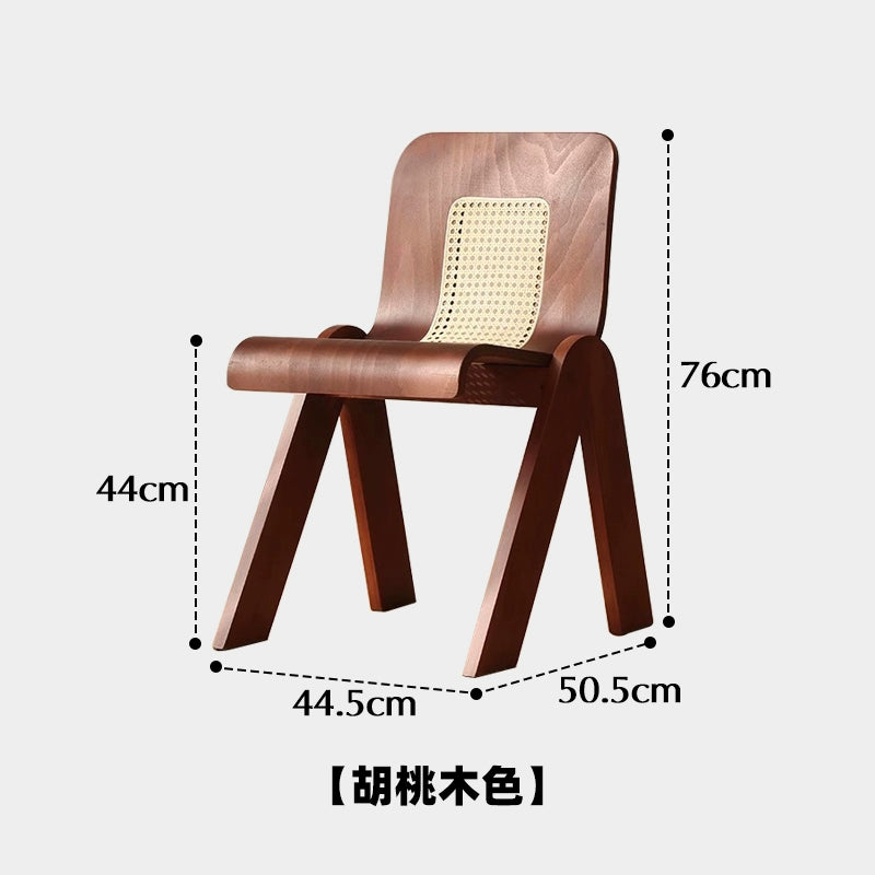 Mittelalterlicher Rattan-Esszimmerstuhl aus Massivholz, Wabi-Sabi-Windstuhl, französischer leichter Luxus-Rückenstuhl, Designer-Schreibtischstuhl 