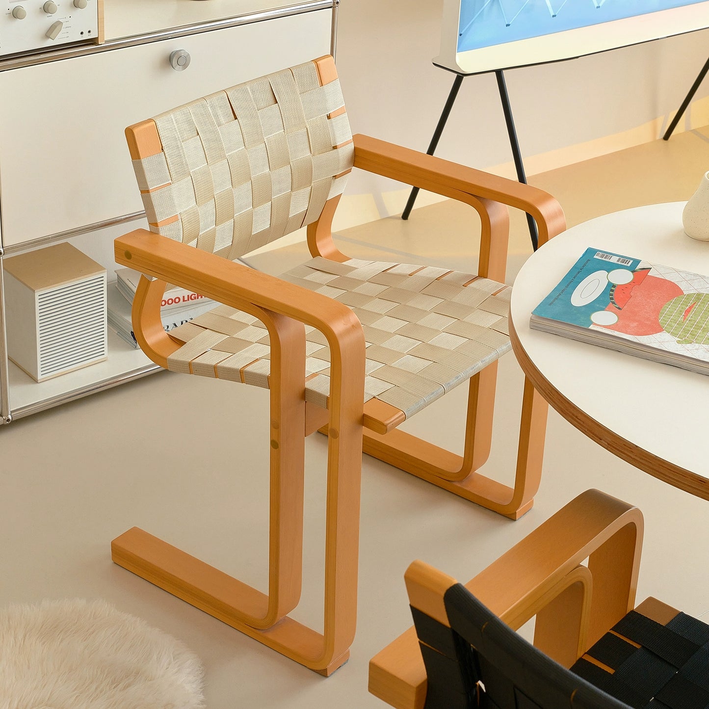 Designer Armlehne Esszimmerstuhl Massivholz Mittelalter Gewebter Wabi Wind Stuhl Retro Schreibtisch Rückenlehne Stuhl 