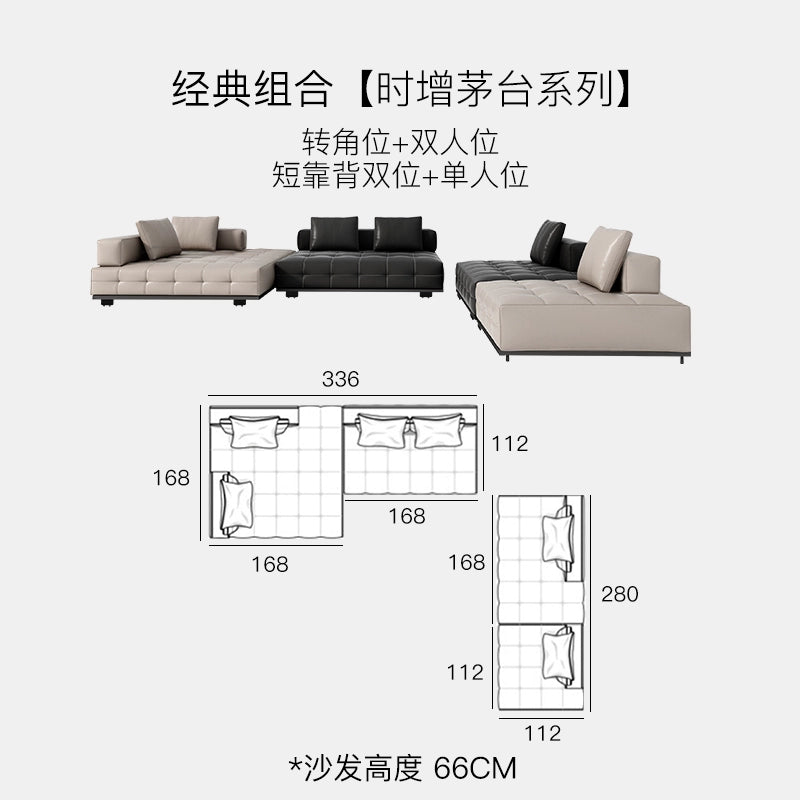 Home Furnishing Italian Minimalist Lawrence First Floor Cowhide Sofa Villa Large Flat Floor Large Apartment Designer Combination