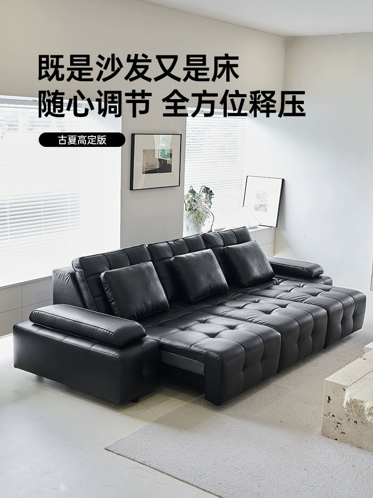 Lawrence Electric Sofa Italian Minimalist Living Room Zero Against The Wall Straight Row Adjustable Leather Retractable Function Sofa Bed