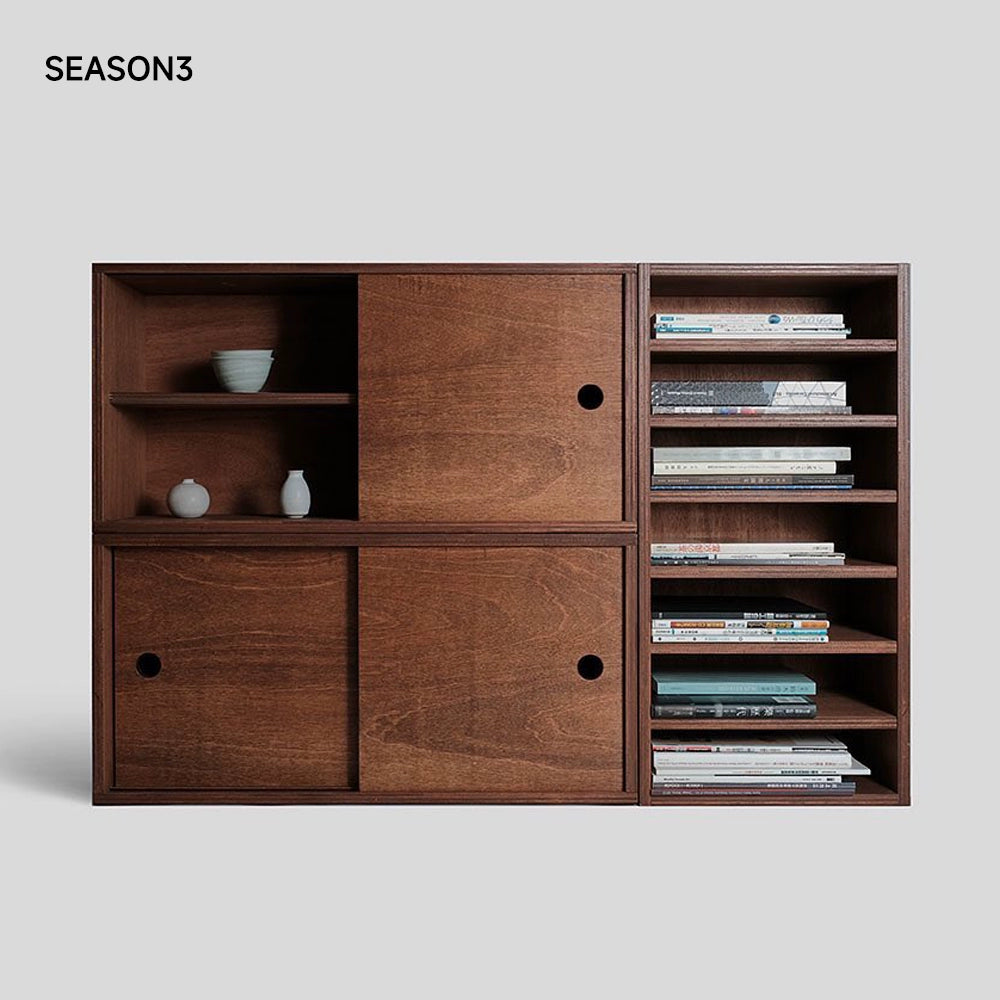 Esszimmer-Seitenschrank-Kombination, Massivholzschrank, mittelalterlicher Lagerschrank, Marine-Panel, TV-Schrank, Lagerboden, Bücherregal 