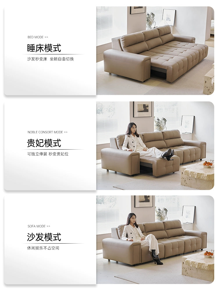 Italian Minimalist High Backrest Lawrence Function Sofa Living Room Zero Against The Wall Straight Row Leather Electric Retractable Sofa Bed
